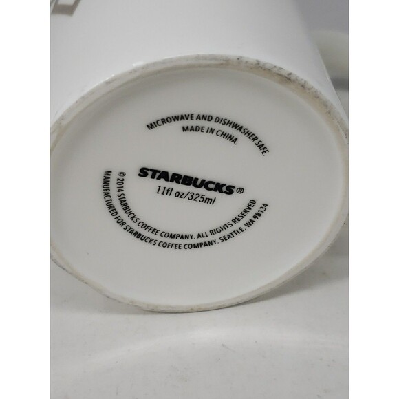 Starbucks Coffee Tea Mug Cup Gold Taupe Diamond Scroll Pattern Half Heart Handle - Picture 10 of 16